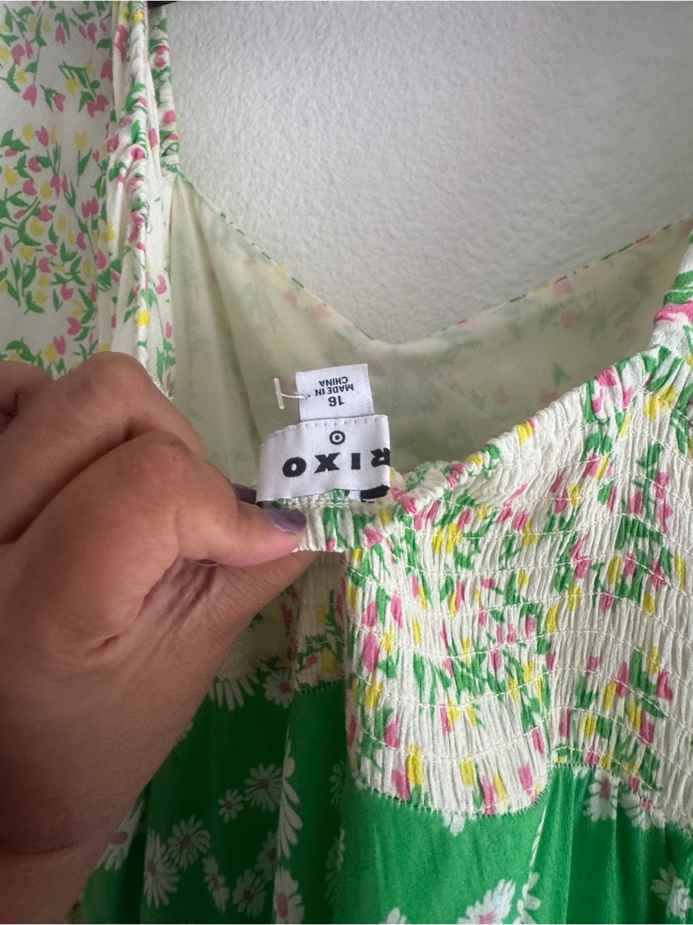 RIXO Green and Cream Floral Long-Sleeve Maxi Dress - Picture 4 of 5